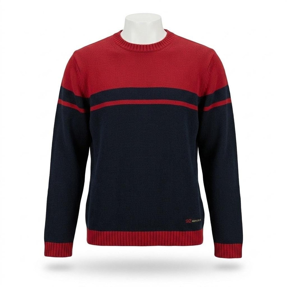 Vintage 90s Abercrombie & Fitch Mens Large Colorblock Knit Crewneck Sweater Blue
